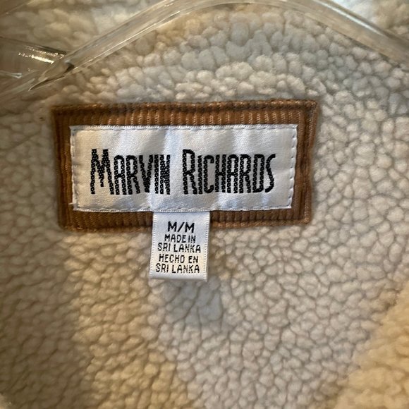 Marvin Richards Corduroy Wool Lined Jacket Womans M Medium Brown Tan Long Sleeve - Picture 2 of 3